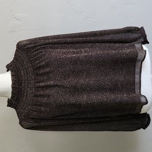 Loft Black/Tan Spotted Smocked Top MP
